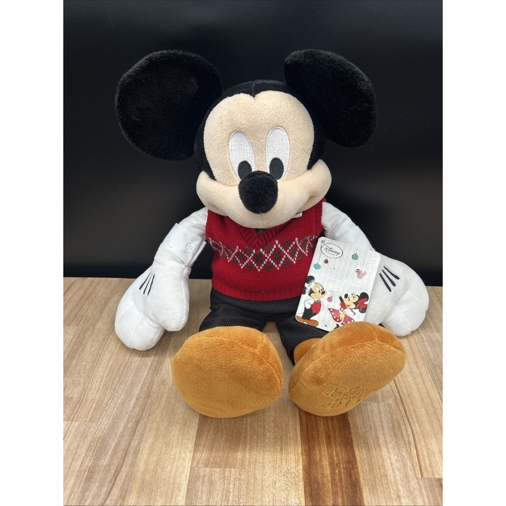 Disney Store Holiday Mickey Mouse Sweater Vest 2014 Limited Edition Plush NWT
